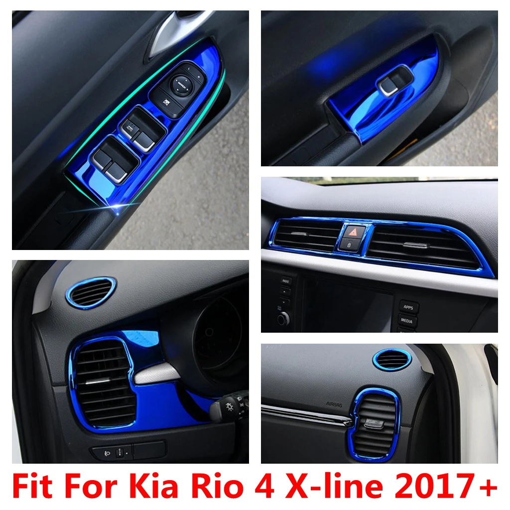 

For Kia Rio 4 X-line 2017-2020 Dashboard Front / Side Air AC Outlet Vent Panel Cover Trim Stainless Steel Accessories Interior