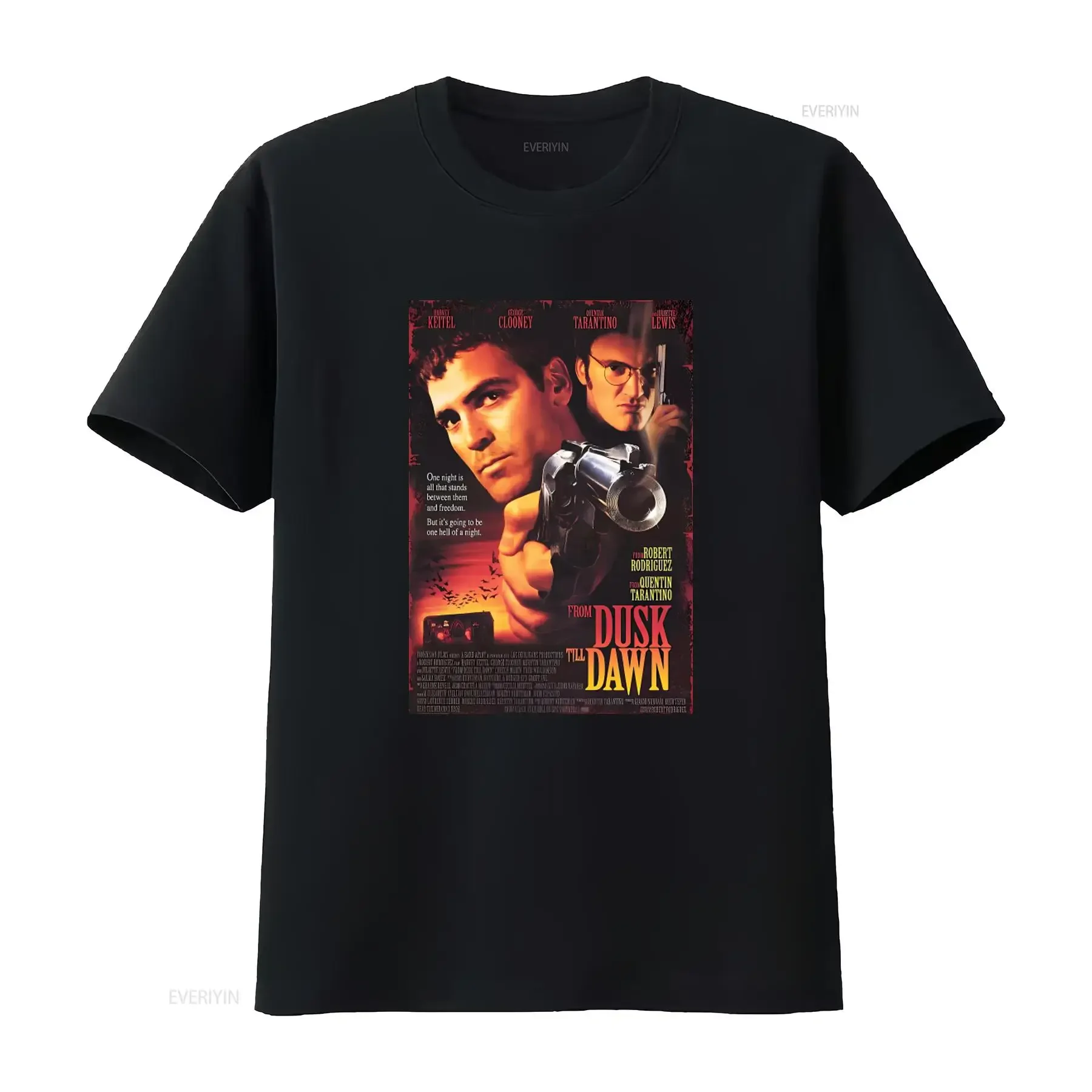 From Dusk Till Dawn Movie Poster Inspired Black T Shirt Retro Style Action Fan  vintage Washed designer clothes Breathable