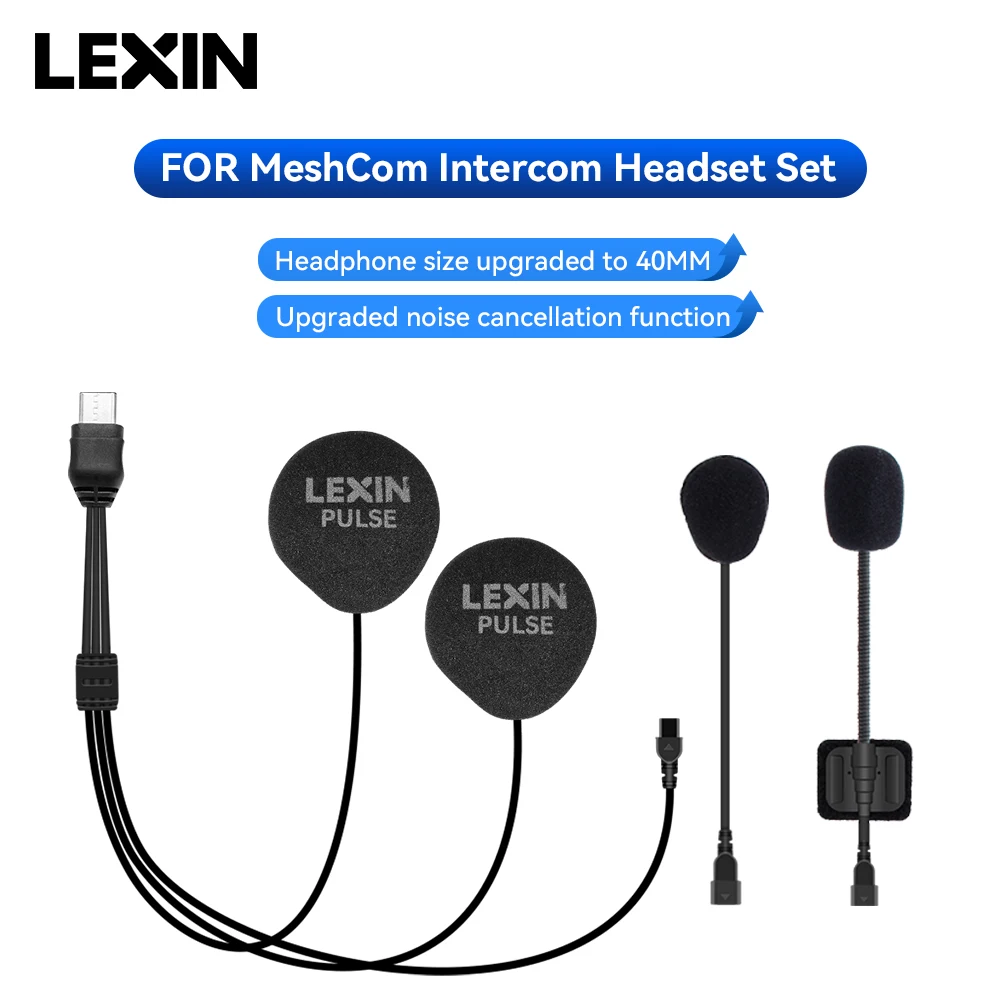 LEXIN-MeshCom Mesh Intercom 40MM Headset&Clip, Headphones Set for Full/Half Helmet with Upgraded Noise Cancellation Function view 3