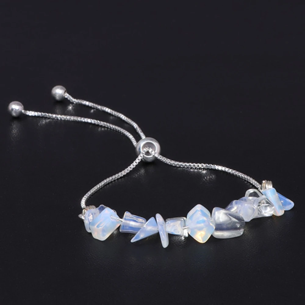 5-8mm Natural Irregular Opal Chip Stone Beads Bracelet Adjustable Silver Color Chain Women Bracelet for Women Female Jewelry