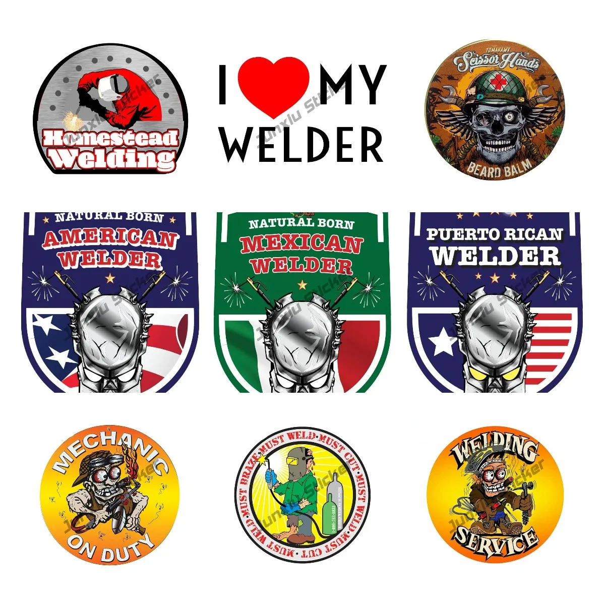 

Cartoon Graffiti Welder Stickers Welding Decal Oilfield Trash Hart Hat Sticker Rear Windshield Fuel Tank Cap Car Decor