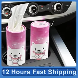 Round Facial Tissue For Car 3pcs Cylinder Paper Towel Dispenser Auto Cylindrical Tissue Virgin Wood Pulp Easy To Pull Out Tissue