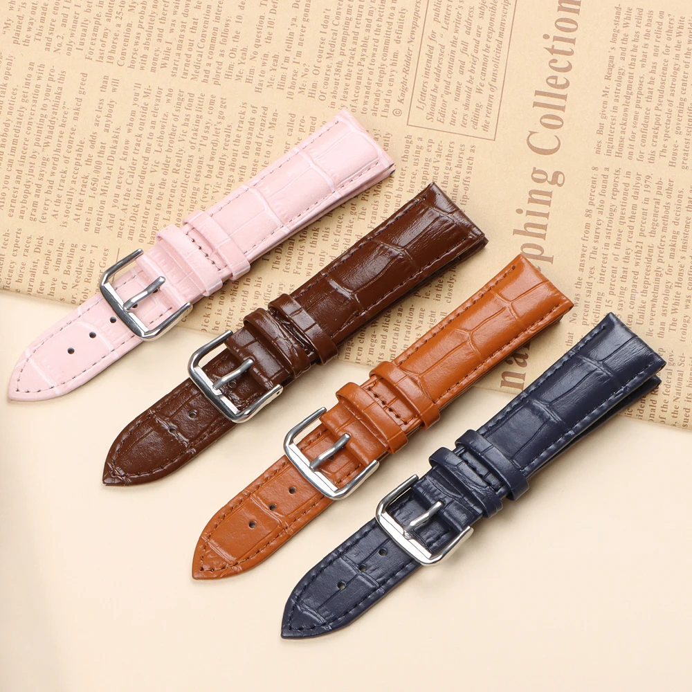 Wrist Strap 18mm 20mm 22mm 24mm Bamboo & Crocodile Pattern Design Men Business Watch Top Cowhide Watchband