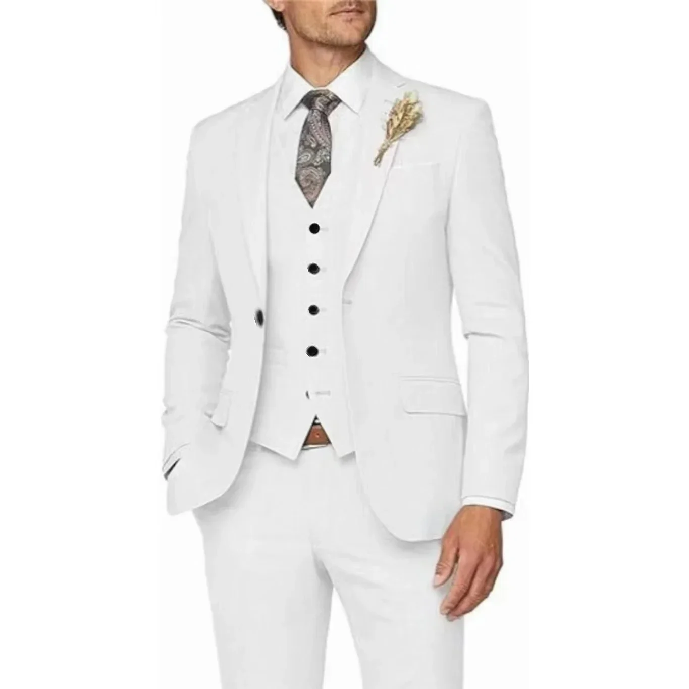 Formal Men Suits High Quality 2024 Men\'s Suit 3 Pieces Jacket Vest Pants Elegant Sets Of Clothes For Men Brides Wedding Dresses