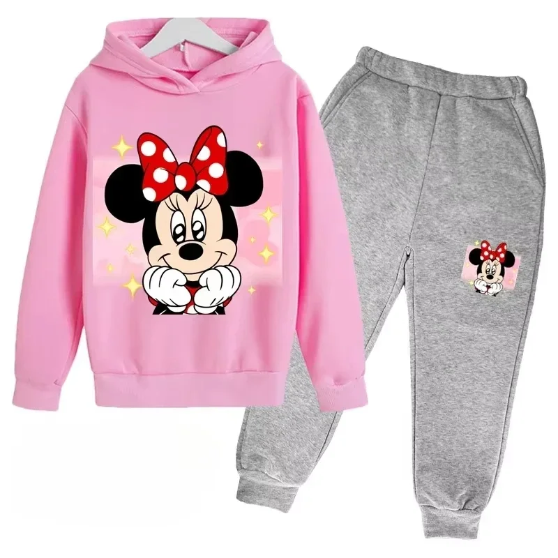 

Disney's New Fall/winter Hooded Sweatshirts and Pants Feature Mickey and Minnie Mouse Cartoon Designs for Kids and Girls.
