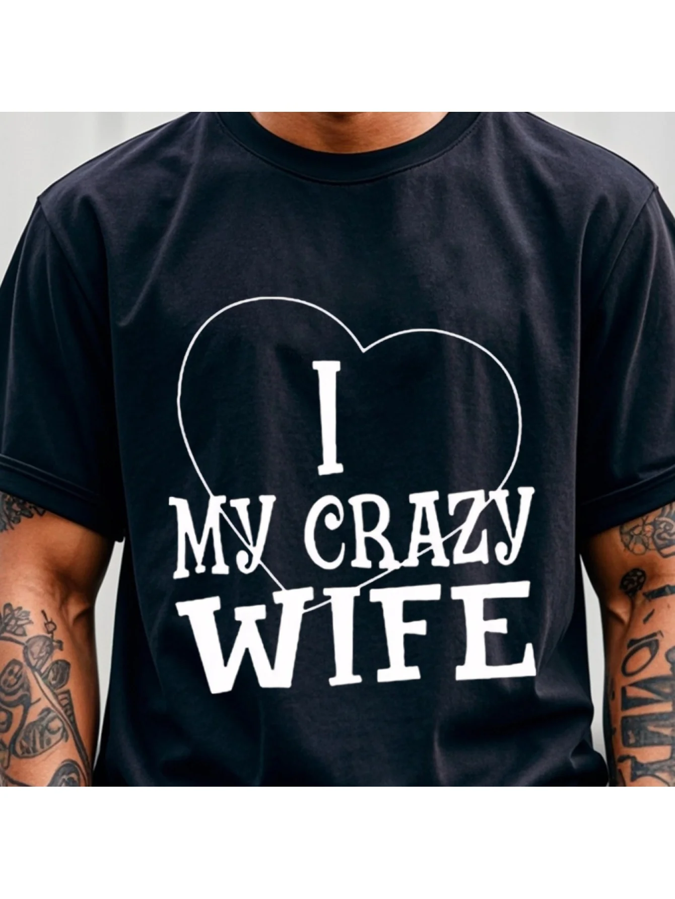 

Valentine's "I Love My Crazy Wife" T-Shirt - 100% Cotton 180gsm, Black White Print, Husband Gift