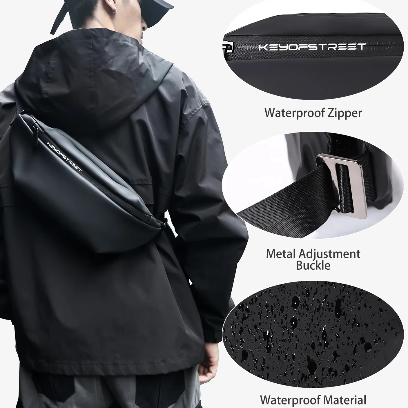 Small Waist Pack for Men Women Mini Adjustable Waterproof Shoulder Crossbody Bag Casual Black Fanny Belt Wallets Purse Chest Bag