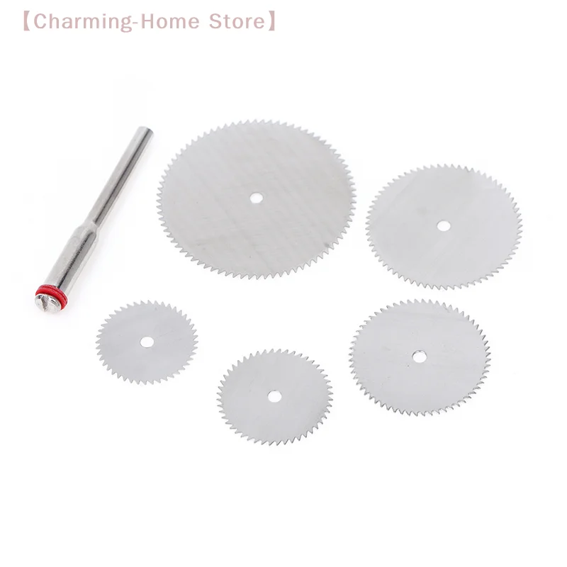 【M】6Pcs/set Stainless Steel Slice Metal Cutting Disc With 1 Mandre For Rotary Tools 16 18 22 25 32mm Cutting Disc Hand Tools