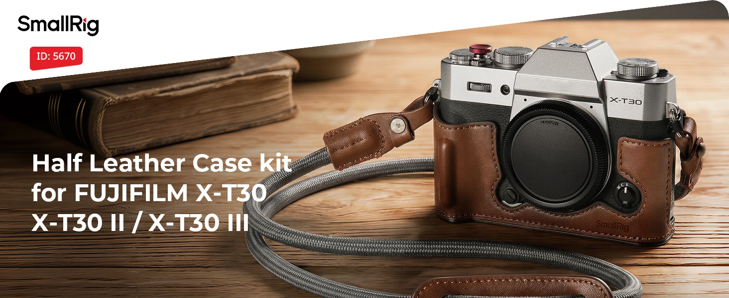 SmallRig X-T30 III Leder-Halbgehäuse-Set für FUJIFILM X-T30 / X-T30 II / X-T30 III, mit Schultergurt-Flachschlüssel Retro-Ästhetik – Detail 1