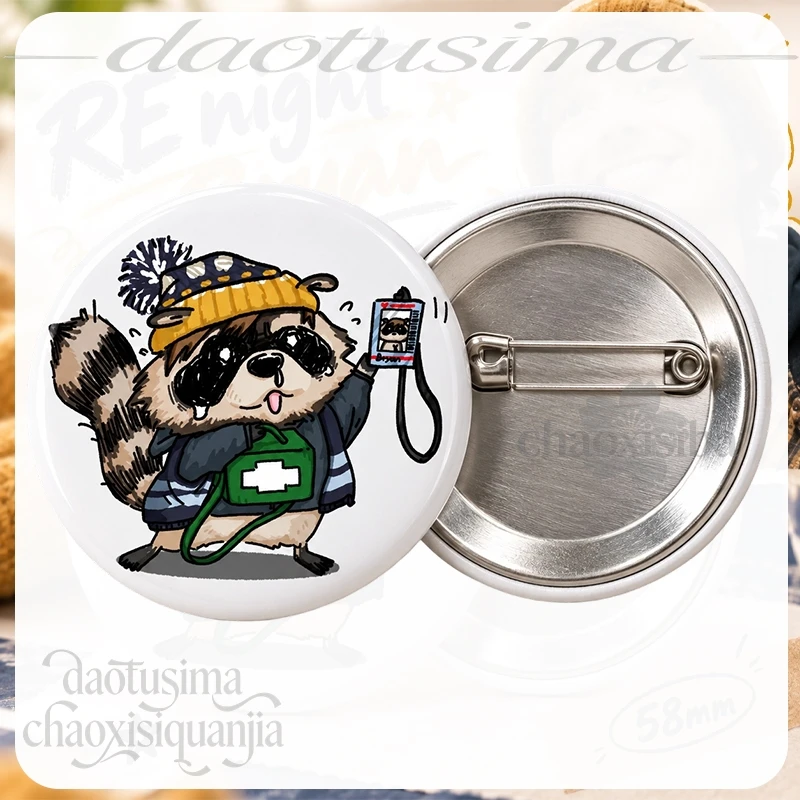Cute Bryan Raccoon Meme Badge Horror Game RE Night Cartoon Fanart Pin Backpack Bag Hat Accessory Cosplay Gift For Friends