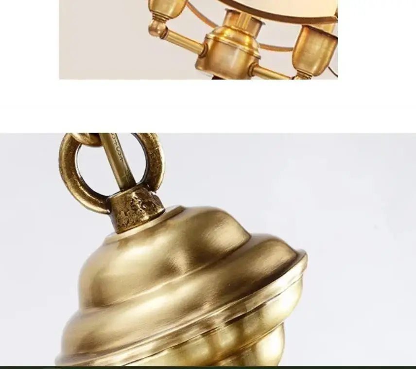 

European Classical Luxury Copper Art Chandelier Living Room Dining Room Bedroom Frosted Glass Pendant Lights