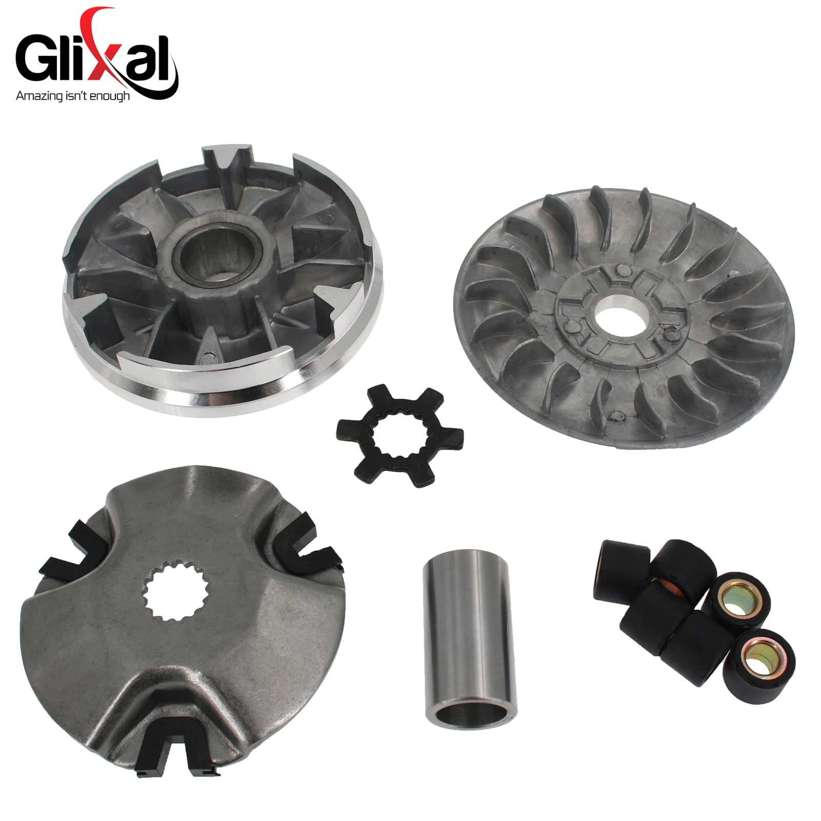 Glixal Variator Kit with 5g Roller Weights for Jog 90, 4DM, Vino 90, Minarelli 2-Stroke 1PE50QMF Scooter Moped (15 Splines)