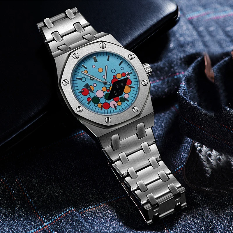 Quartz Watch For Men Geometric Design Fashion Sports Waterproof Chronograph Luminous Man Wristwatch Business Men\'s Watches Clock