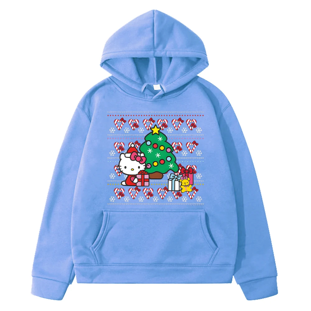 Christmas Cartoon hoodie Fleece sweatshirt pullover jacket y2k sudadera hello kitty print Autumn anime hoodies kids clothes girl