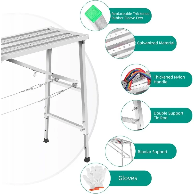 Rusztowanie Regulowana i wielofunkcyjna platforma robocza, udźwig 700 funtów, przenośna składana aluminiowa drabina do wysokiej farby