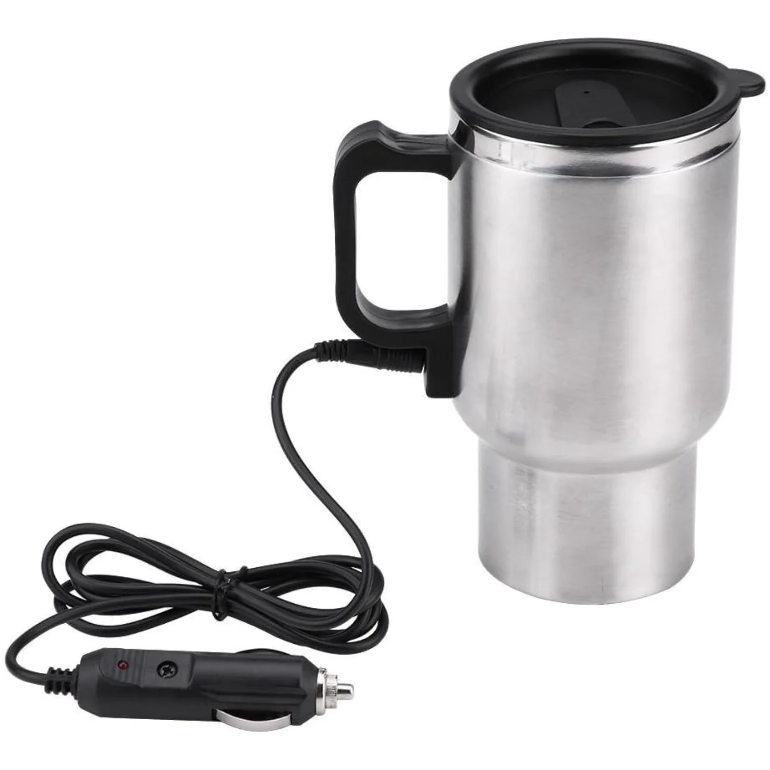 Taza para coche, taza calefactora de viaje de acero inoxidable para coche de 12V y 450ml, taza para café, té, taza para coche para calentar agua, café, leche y té wi