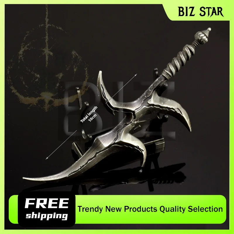 18cm/7.08in Eldenn gra peryferyjna czarny nóż miecz bliski metalowy Katana broń Model rekwizyty do Cosplay dekoracja stołu prezenty zabawki