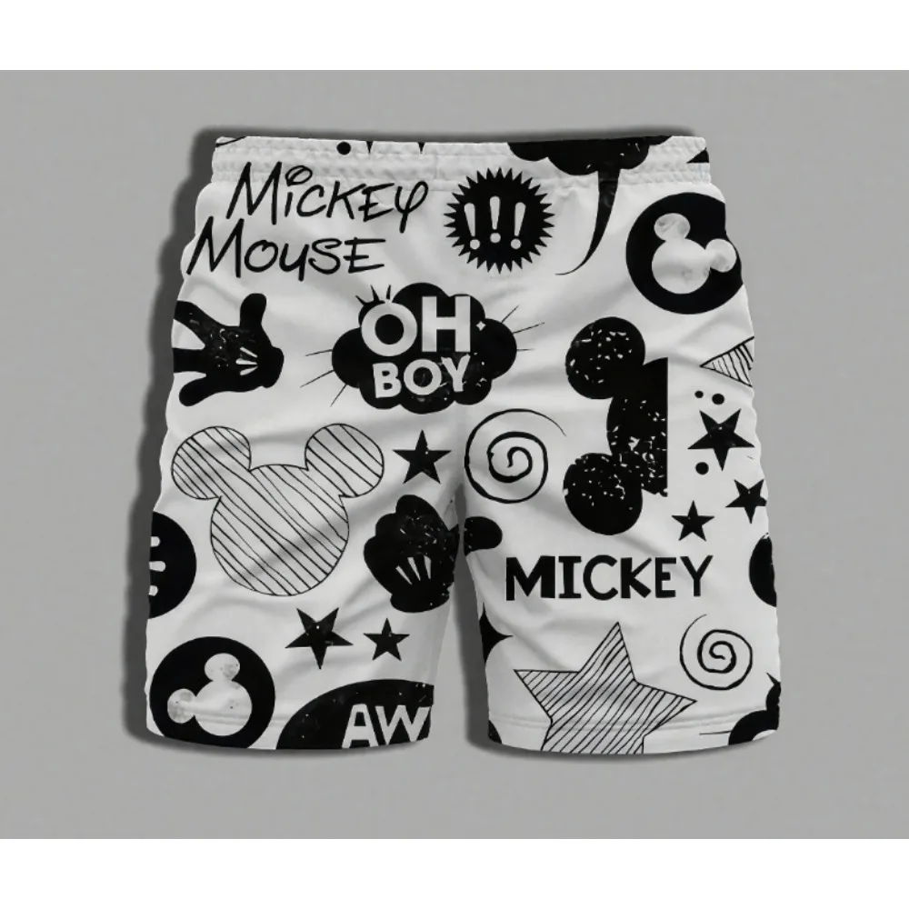 

Лето 2022, мужские и женские брюки для плавания, пляжные брюки с 3D принтом Disney, Микки и Минни Маус, повседневные быстросохнущие шорты на выход