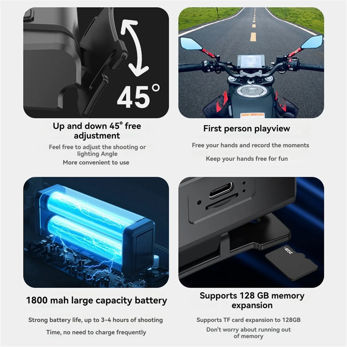 TEH-eKamera Terpasang di Kepala 1080p HD Perekam Lampu Sensor Lampu Depan Isi Ulang Seluler untuk Berkemah dan Luar Ruangan