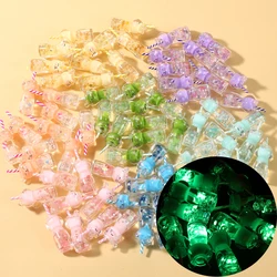 10Pcs 7Color Glow in the Dark Resin Pendant 17x42mm Charm Luminous Drink Bottle Pendant For DIY Necklace Bracelet Jewelry Making