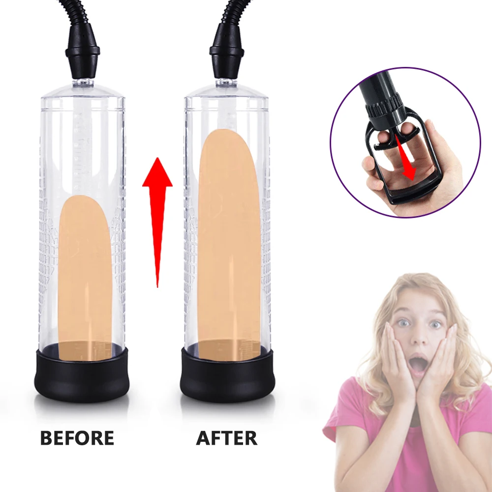 Penis Pump Penis Extender Vacuum Pump Penis Enlargement Enhancer Sex Toys for Men Male Masturbator Dick Trainer Massager Ring 18