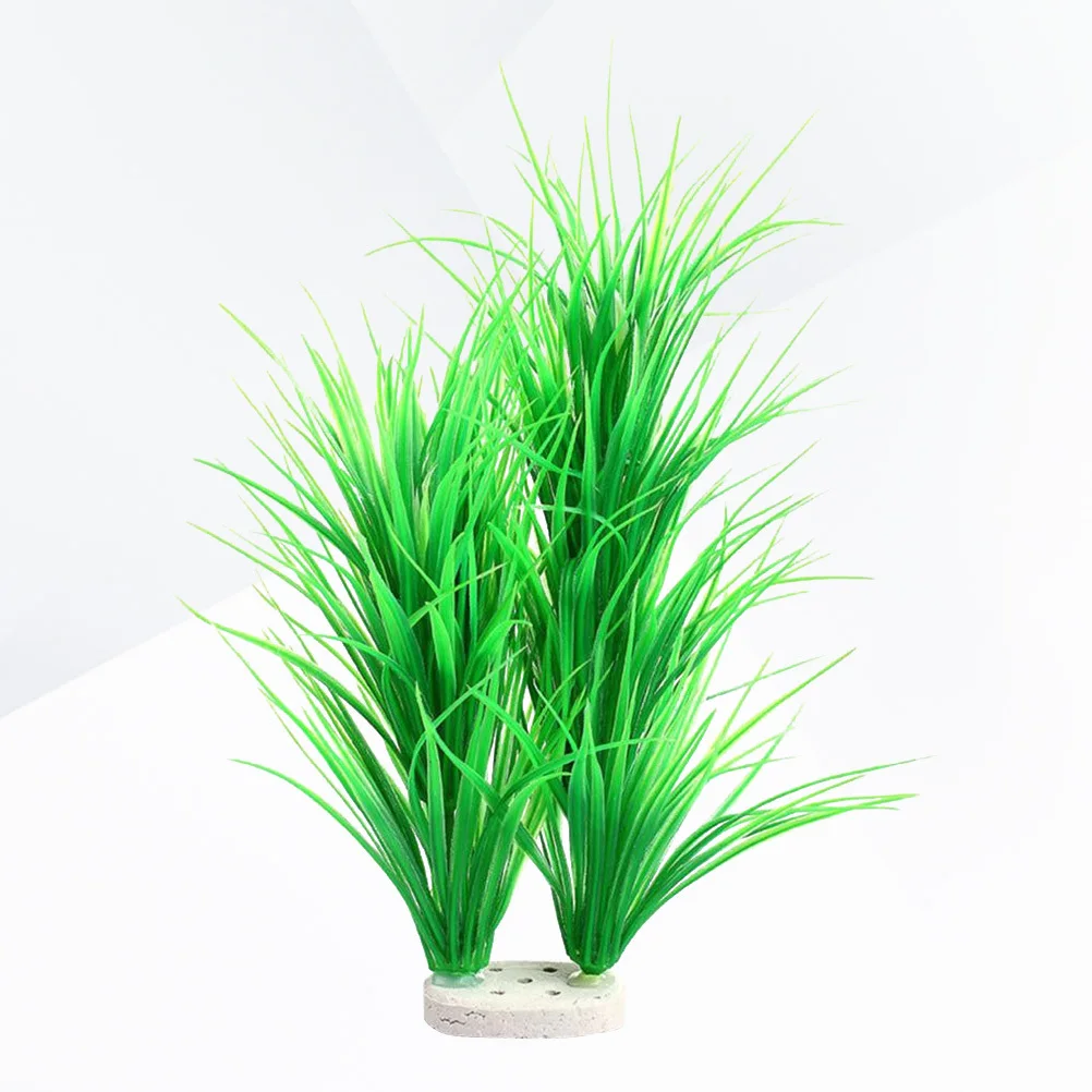 

Aquarium Artificial Plant Set Green Simulated Scallion Grass for Fish Tank Water Plants with Base Lifelike Aquarium Decoration