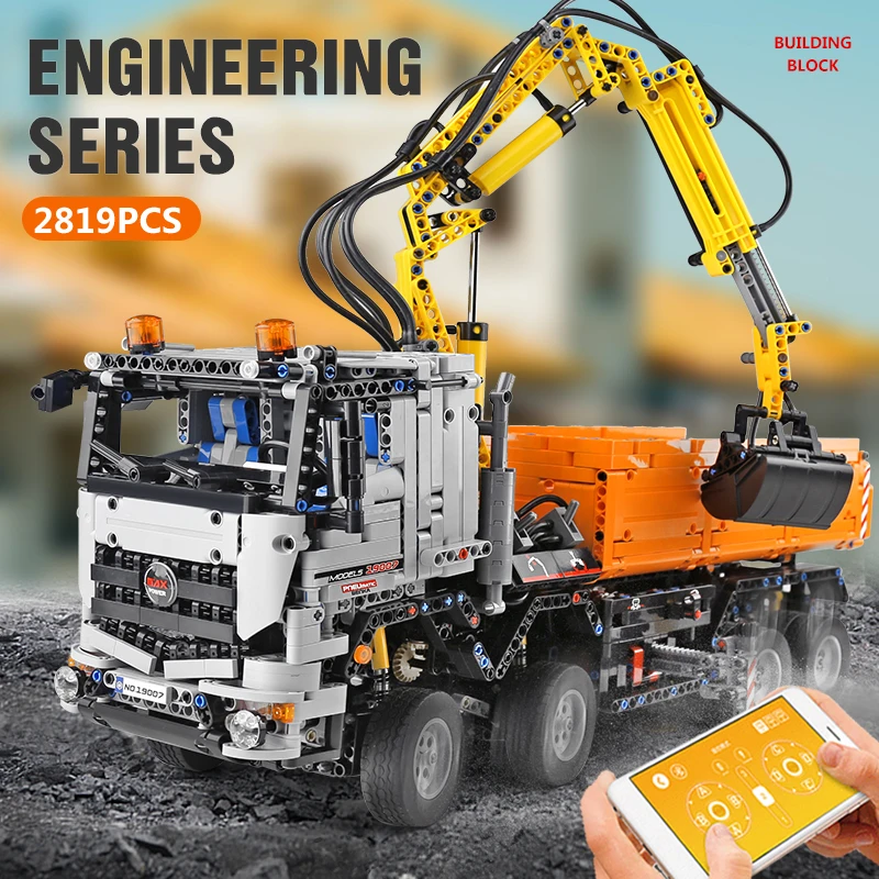 ألعاب سيارات تقنية ملكيّة للأطفال ، موديل شاحنة مركبة هوائية آلية ، طوب مكعبات بناء ، تطبيق و RC ، هدية عيد الميلاد