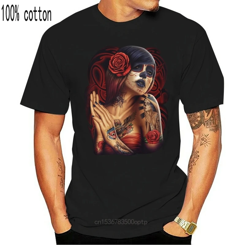 New R166 Rock Eagle T Shirt Tattoo Skull Sexy Lady Rose Fashion Biker Ghost X'Mas