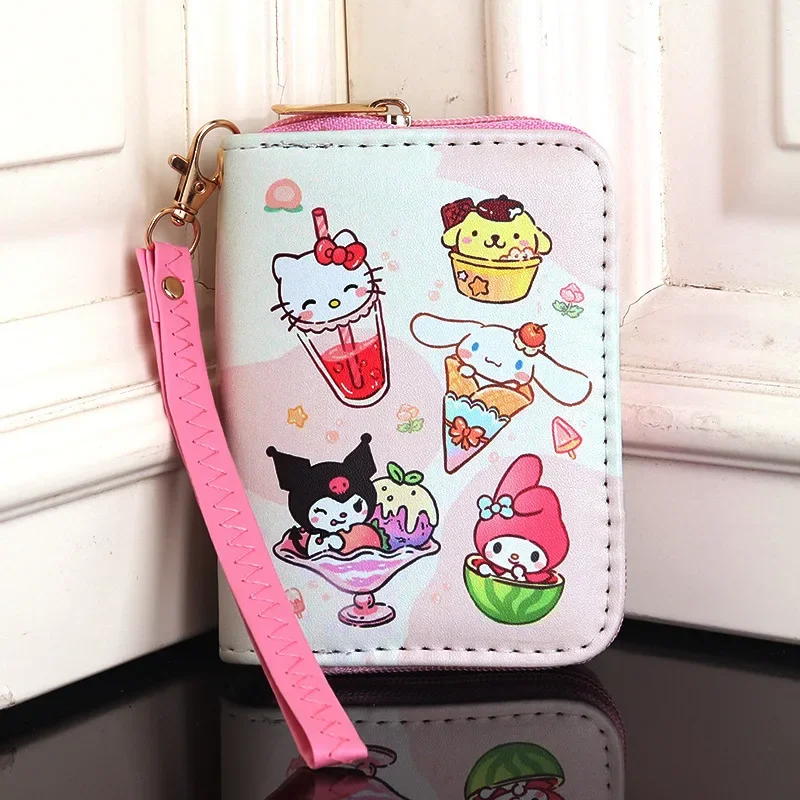 Sanrio Hello Kitty Coin Purse Anime Kuromi My Melody Woman Wallet Cartoon Portable PU Leather Zipper Coin Purse Girls Boys Gifts