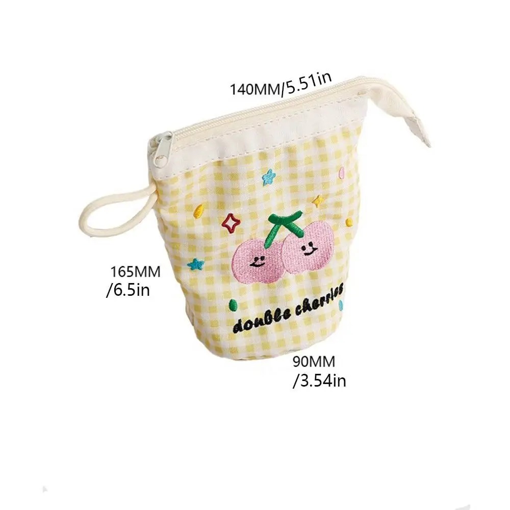 Dopamine Plaid Pen Bag Large Capacity Japanese style Pencil Bag Contrast Color Check pattern Stationery Storage Bag Student