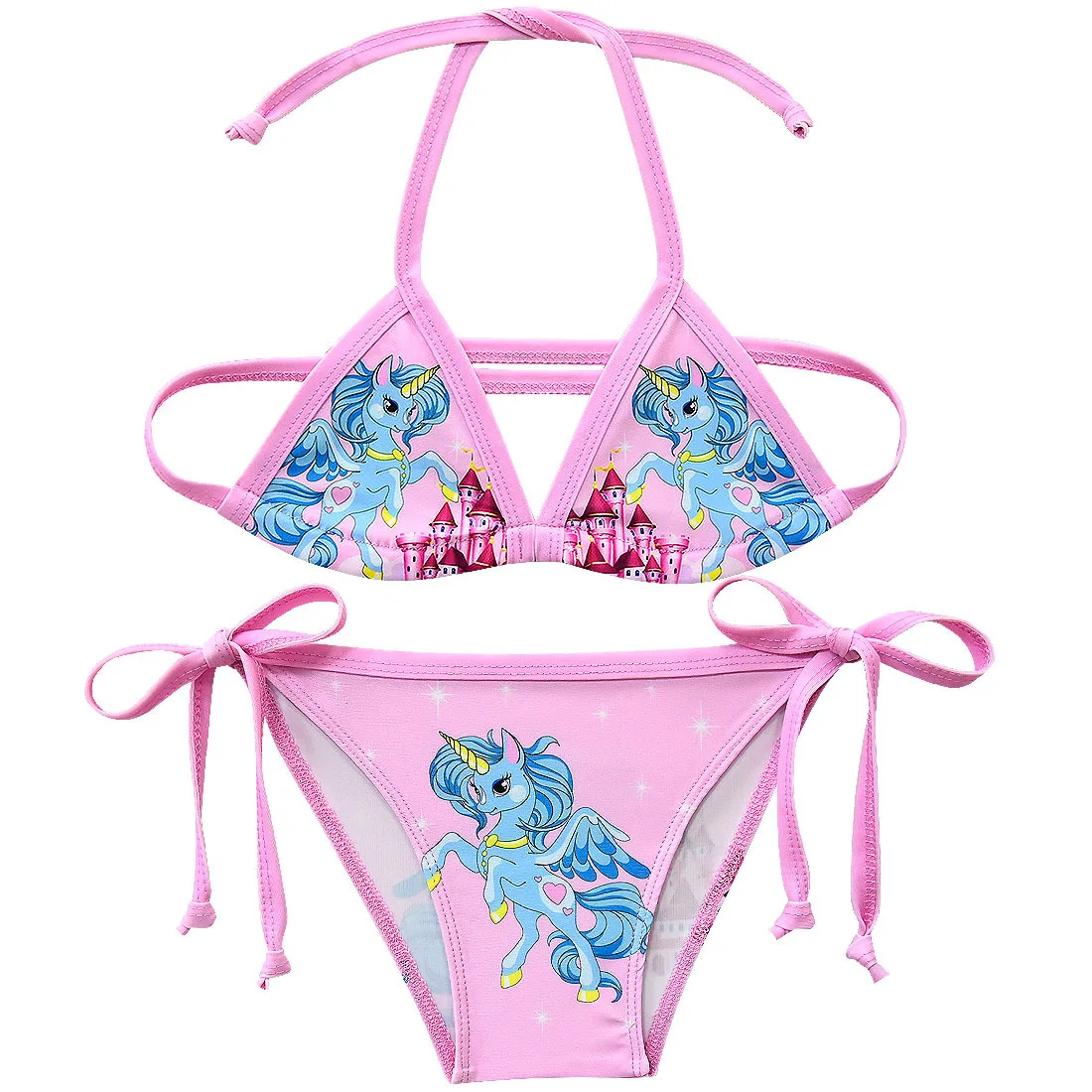 New Cute Girls Unicorn Swimsuit Kid Strap Bikini Suit 2pcs Outfits Kid Fashion Clothes toddler lol Children