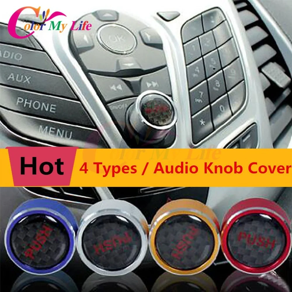 Aluminum Alloy Car Audio Switch Control Knob Protection Cover Sticker for Ford New Fiesta Ecosport Everest Accessories