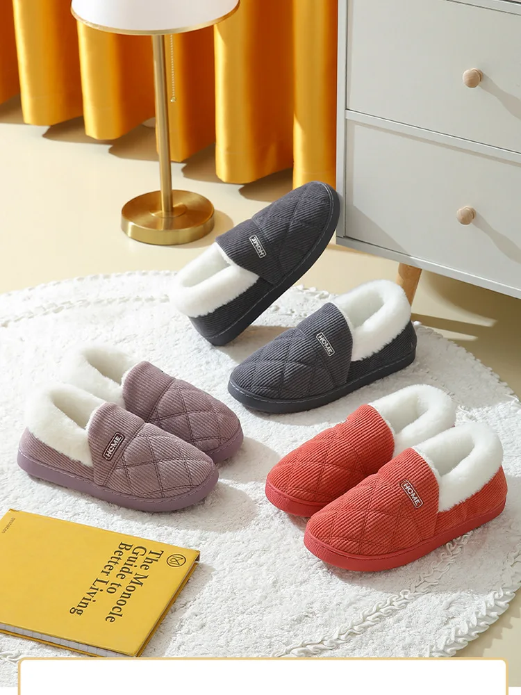 Shevalues Flauschige Baumwollschuhe für Damen, rutschfeste flache Hausschuhe, flauschige, gemütliche, warme Hausschuhe, Winter-Hausschuhe mit weicher Sohle – Detail 4