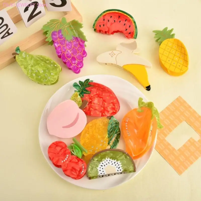 

62KE Заколка для волос из ацетата фруктового дизайна Женский аксессуар для волос Украшение для волос для энтузиастов моды и