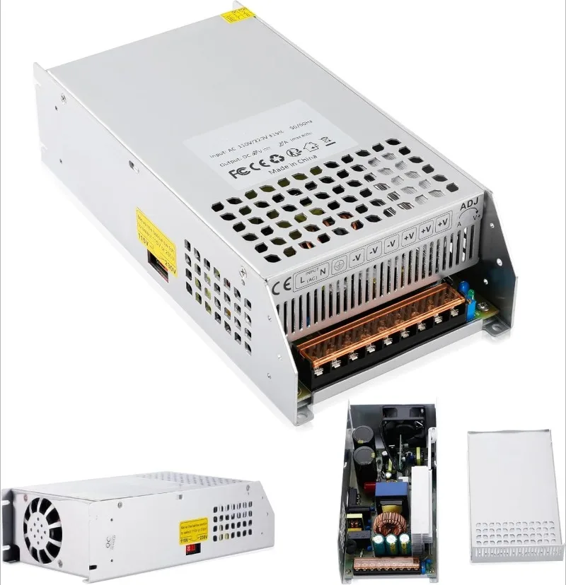 

60V 20A 1200W DC Switching Power Supply Adapter PSU AC 110V / 220V-DC 60V Transformer Adapter, for Medical Equipment, DC Motor,