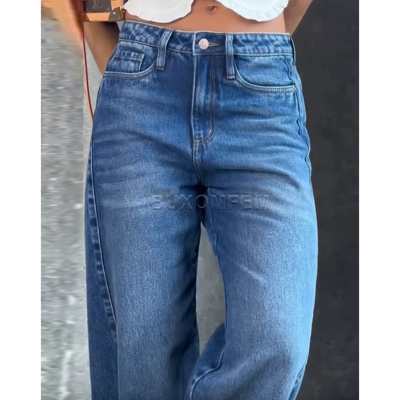 

Women's 2025 Wash Blue Jeans Ladies Wide Leg Pants New High Waist Trousers Stylish Y2k Streetwear Baggy Pants Women's Bottoms