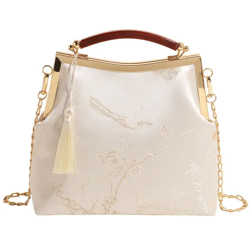 

Retro Classic Bag Mother Gift Bags Vintage Fashion Flowers Bag Lock Chain Women Shoulder Crossbody Bag Tote Women's Handbags