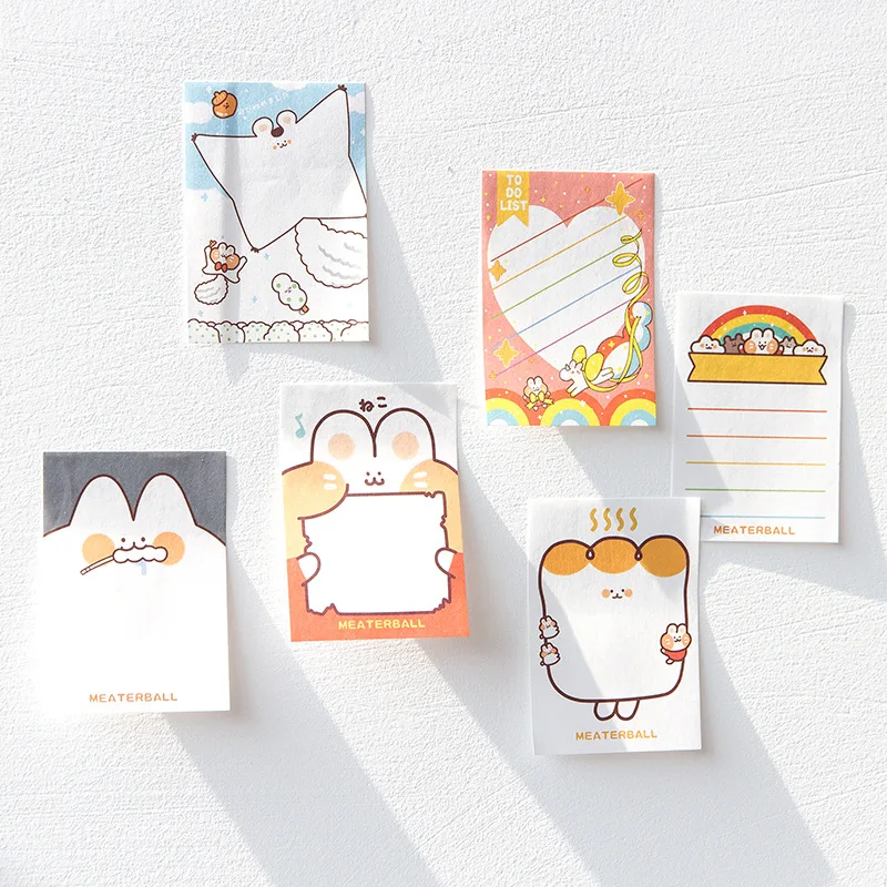 Cute Cartoon Self-Stick Memo Note, Animal Sticky Notes, Memo Pad for School Classroom, Caderno de escritório, 30 folhas