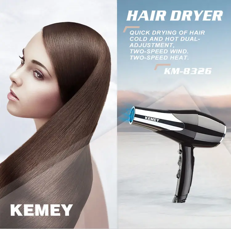 Kemei KM-8326 Professional Salon Negative Oxygen Ion Constant Temperature Hair Salon Home Hair Dryer  Secador De Cabelo Sem Fio