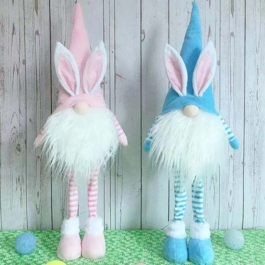 

Easter Bunny Gnome Decorations Kids Gift Flannel Adornment Home Car nament Table Shelf Bookshelf Miniature Models Holiday Charm