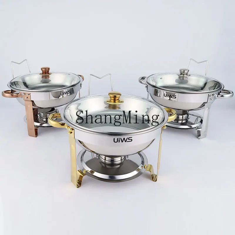 

PYH stainless steel dining stove for hotel restaurants Food heating container Right angle small round stove Buffet stove