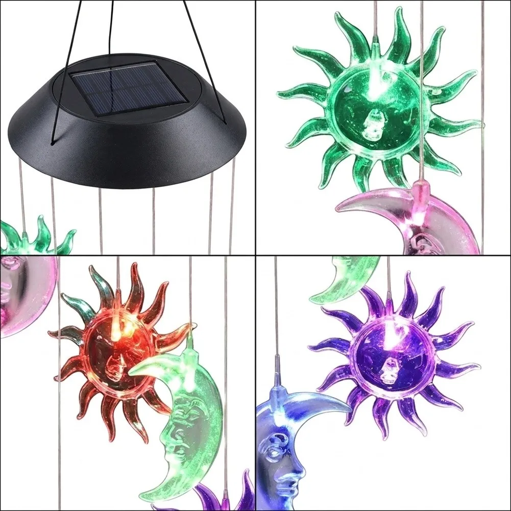Gradient Decoration Solar Wind Chime Mesmerizing Ambiance Vibrant Color Display Mesmerizing Color Display Light