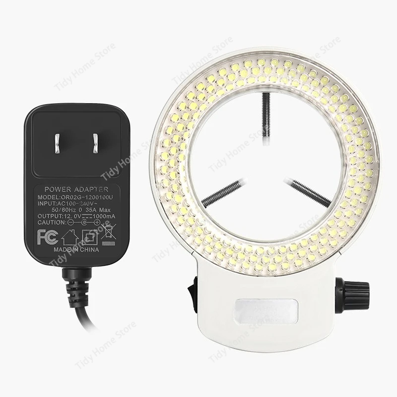 Industrial Microscope Camera Lens LED Light Source with 144 Lamp Beads, Adjustable Brightness Ring Lamp SHL-144H