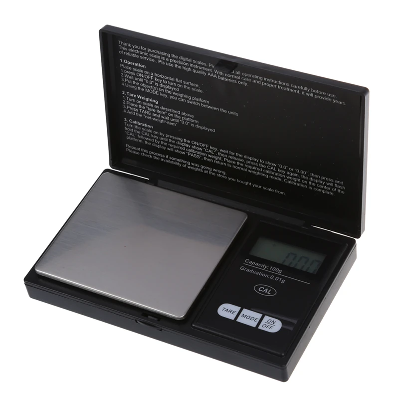 100G X 0.01G Mini LCD Digital Portable Pocket Jewellery Jewelry Gold Diamond Gram Weighing Scale Black