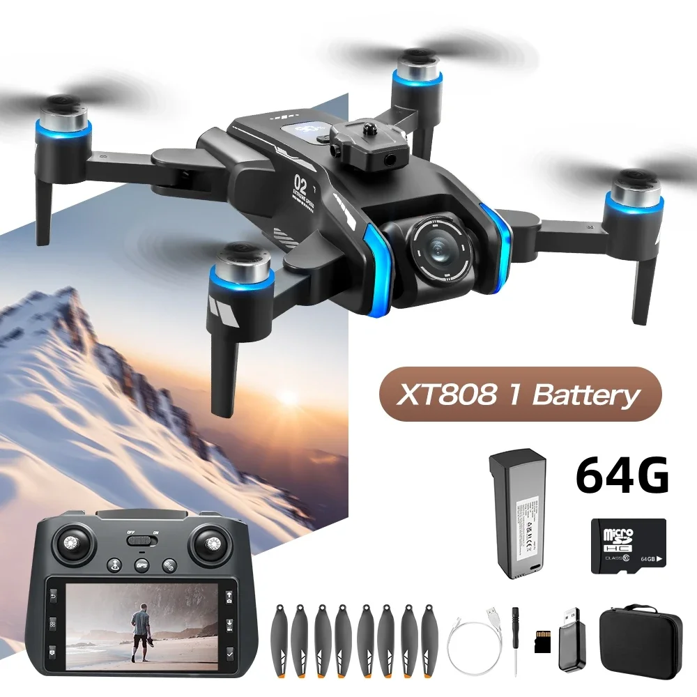 XT808 MAX GPS Drone Professional 6K Light Flow Camera Aerial 5G Brush Avoiding Obstacle Large Screen Remote Control Folding Dron