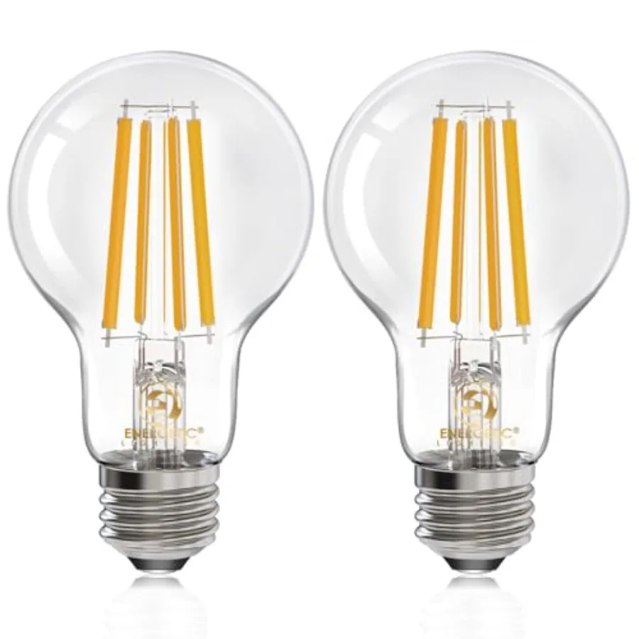 

Energetic Dimmable A19 LED Edison Light Bulb, 12W Equivalent 100W, 1600LM High Brightness,,Clear Antique LED Filament Bulb for