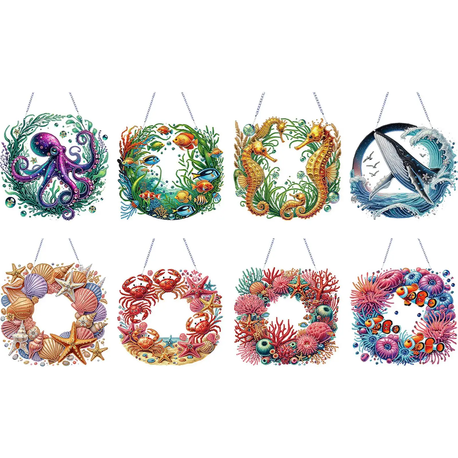 

Diamond Painting Set 2D/Flat DIY Hanging Diamond Art Kits Rhinestone Diamond Art Window Pendants Home Wall Decoration Crafts