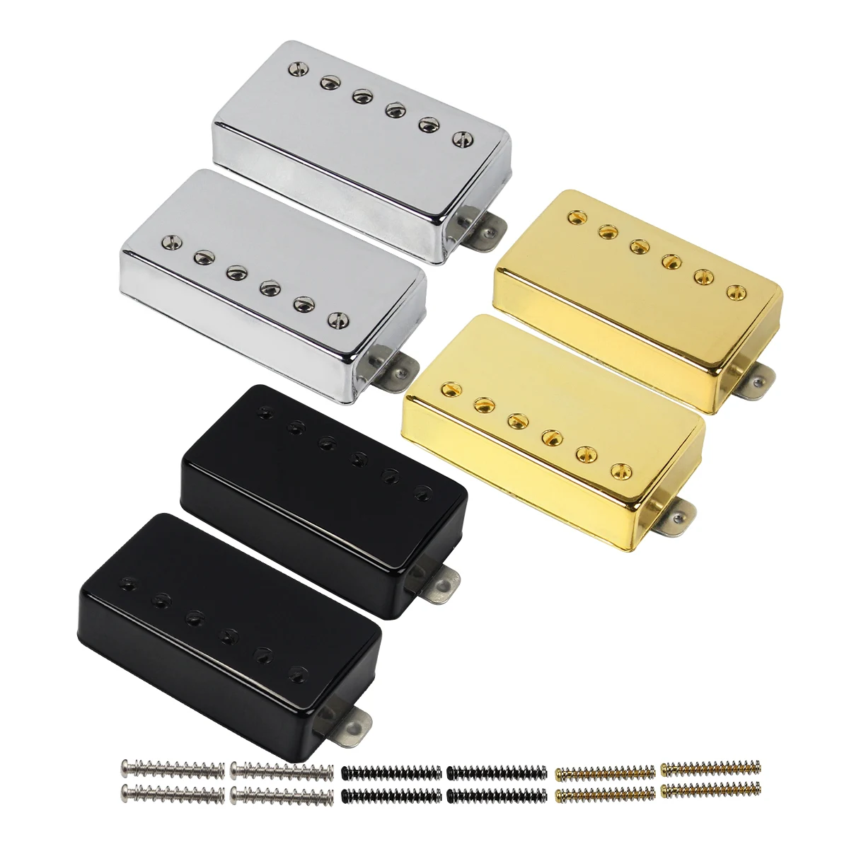 FLEOR 2pcs Alnico 5 LP Pickup Guitar Humbucker Neck+Bridge Pickups Set for LP Guitar Parts,Chrome/Gold /Black Choose