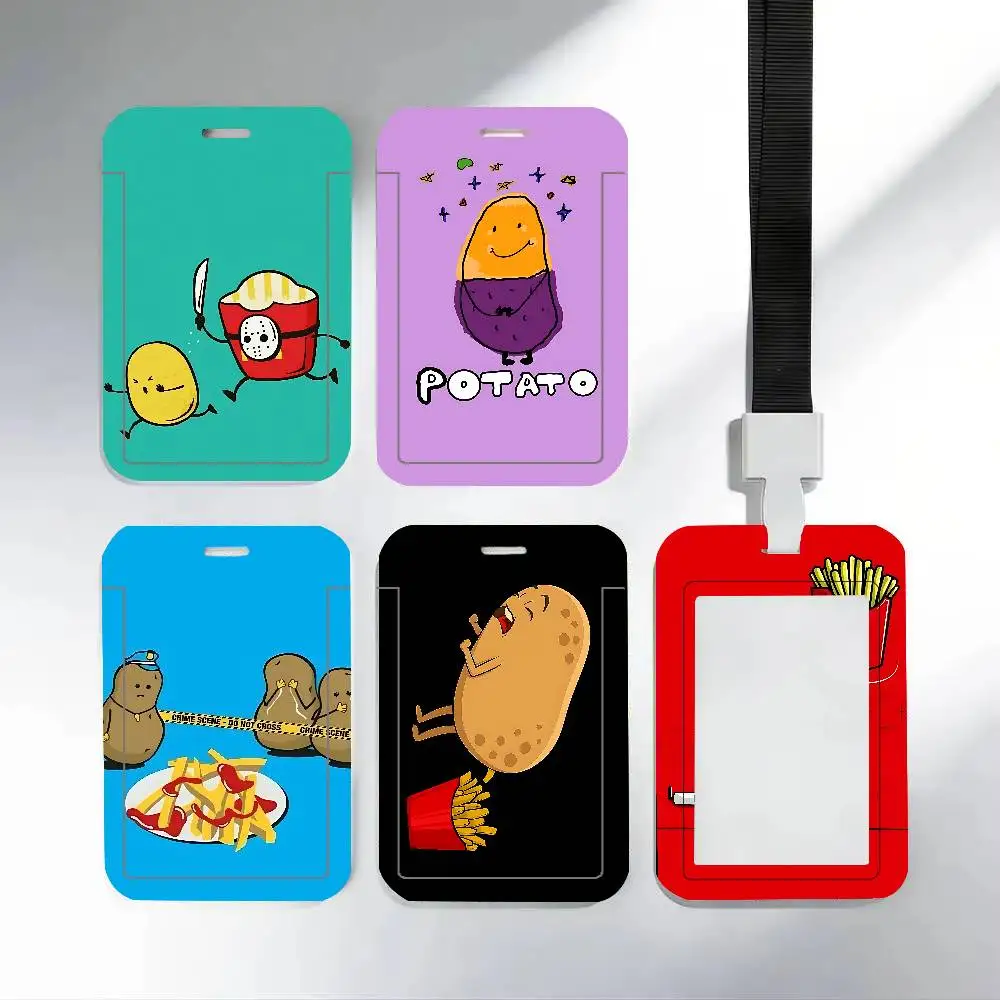 Cartoon Potato Design In Brown ID Card Holder CutePVC Badge Holder Cartoon Card Cover Student ID Bus Card Case With Clear Window