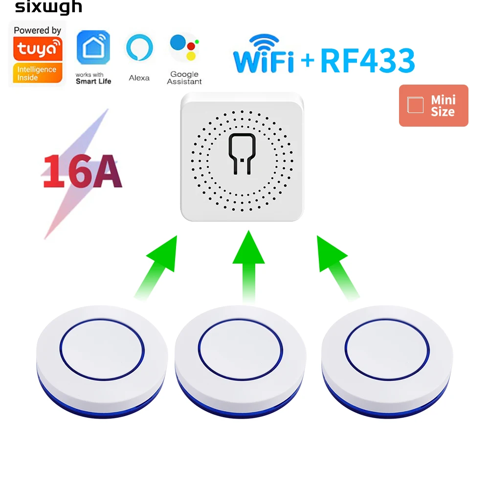 WiFi 16A Tuya Smart Switch Drahtloser Schalter Fernbedienungsschalter Unterstützt Smart Life APP Funktioniert mit Alexa Sprachsteuerung